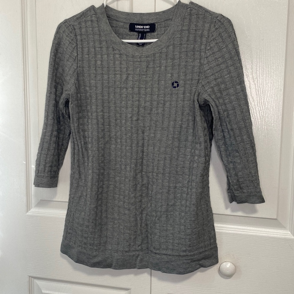 Lands End Women's Three Quarter Sleeve Sweater Blouse
